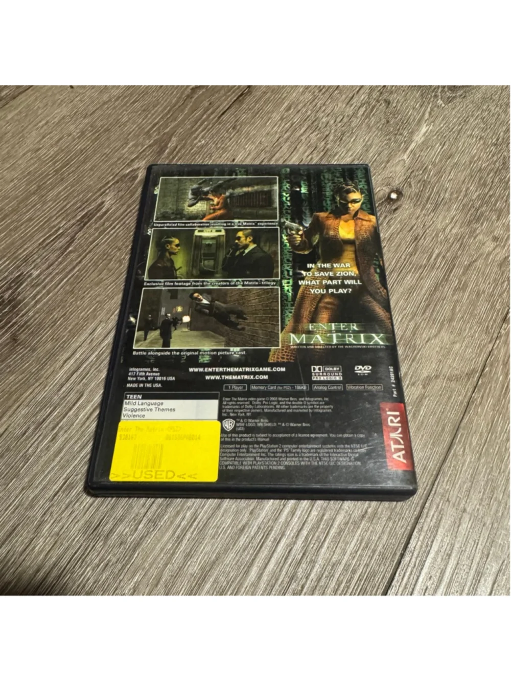 Unisex Atari Enter The Matrix PS2 Video Game Case Only